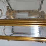 Hexagonal carved glass metal lantern in very good condition