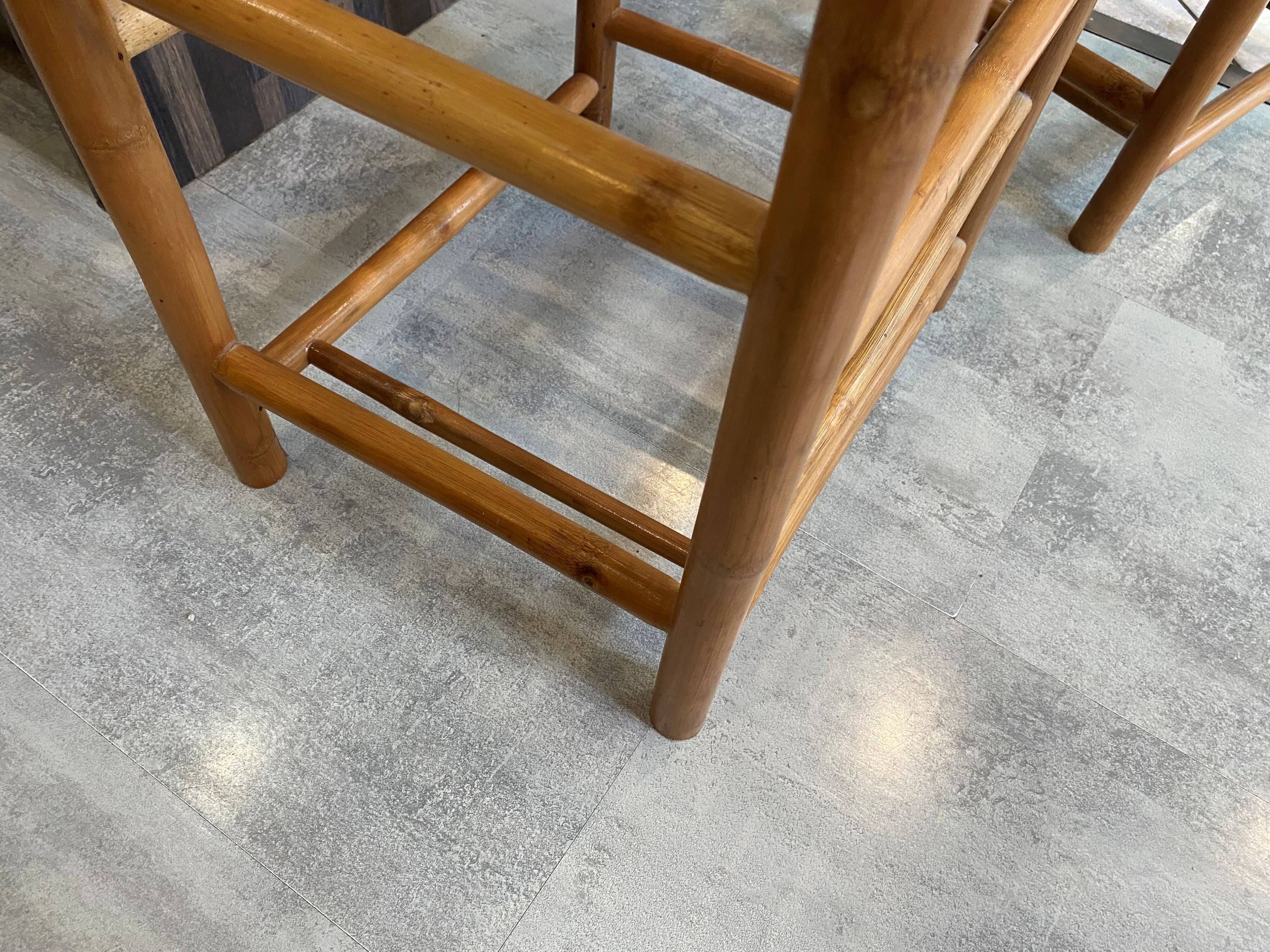 Pair of vintage bamboo high bar stools