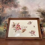Old wood and ceramic tray 1900