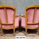 Pair of cabriolet armchairs in Louis XV style – Carved wood – Pink velvet –