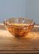 Vintage amber glass fruit bowl with geometric patterns - Art Deco style