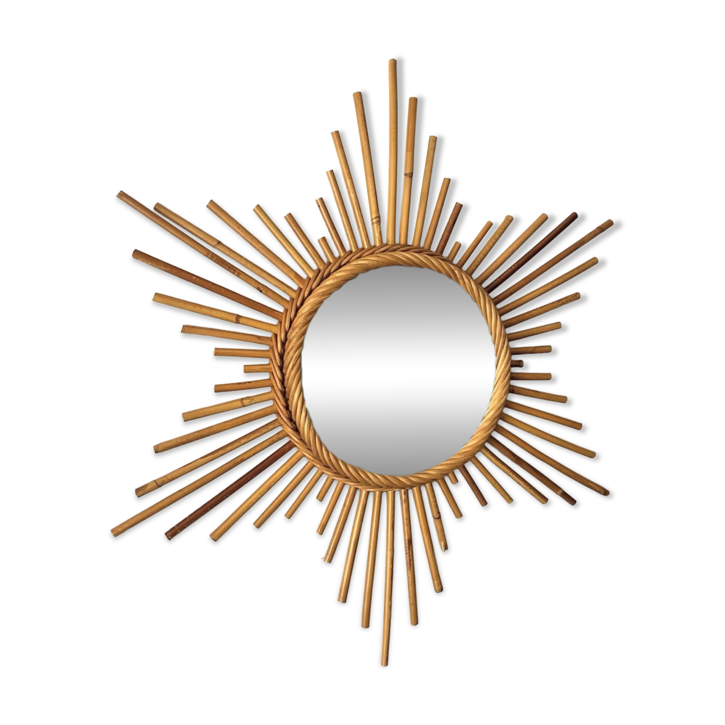 Vintage rattan sun mirror