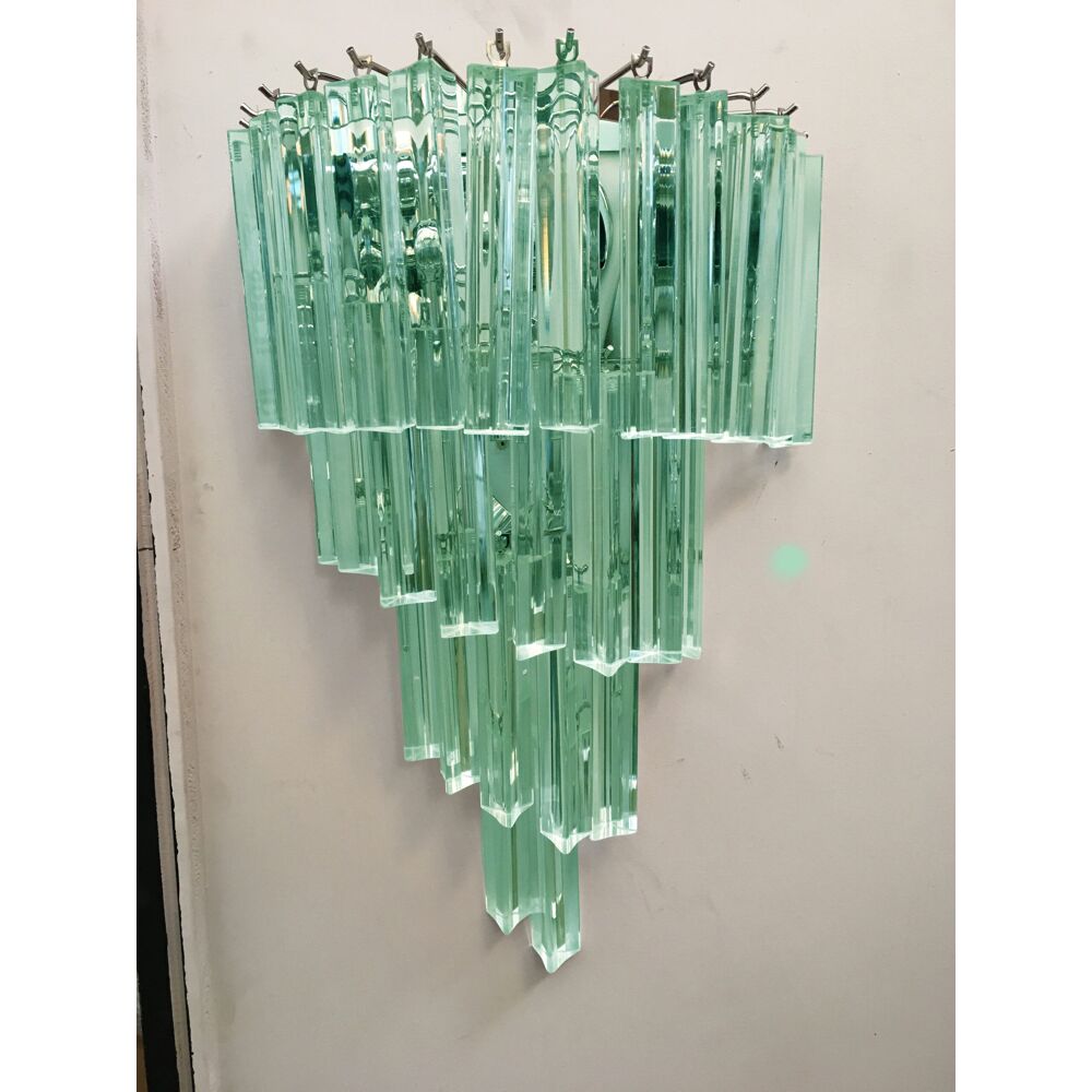 Green-wather “triedro” murano glass twister wall sconce