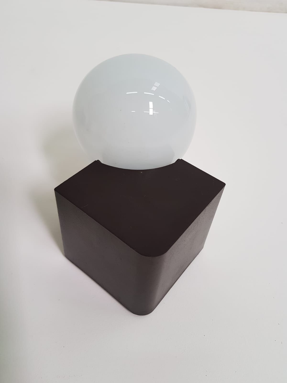 Pair of vintage opalin glass and plastic wall light  from the 1970s