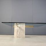 Travertine and brass coffee table by Artedi, 1980s