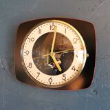 Vintage formica clock silent wall pendulum 60s "Black red"