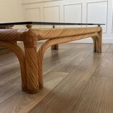 Grand table basse rotin et verre