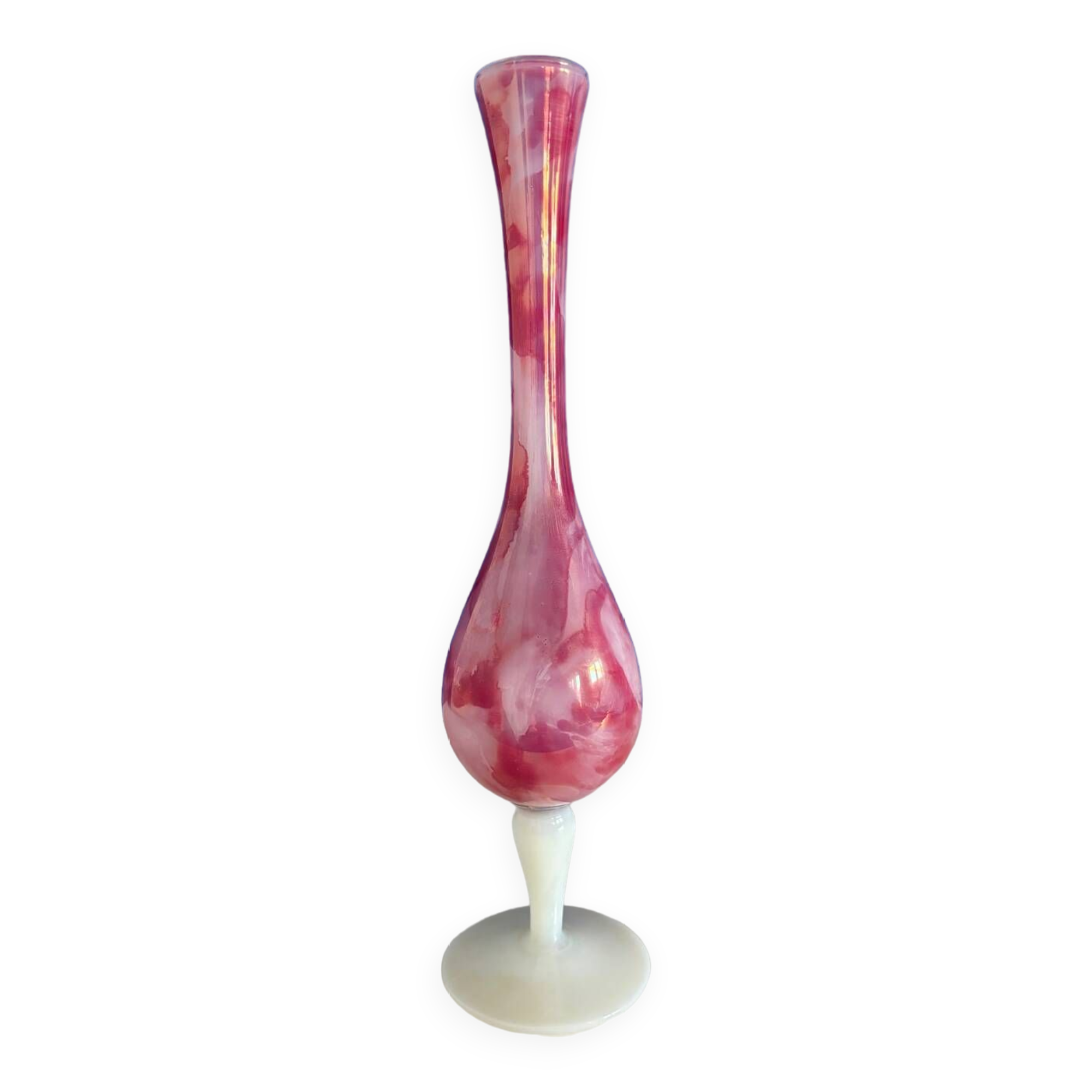 Vase opaline rose marbre