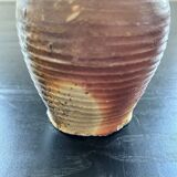 Striated stoneware soliflore vase