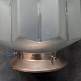 Ancienne lampe plafonnier globe building Skyscraper Art déco 1920 verre opalescent n°1