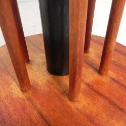 Vintage teak table with 6 narrow and 1 wide style, 1980s.