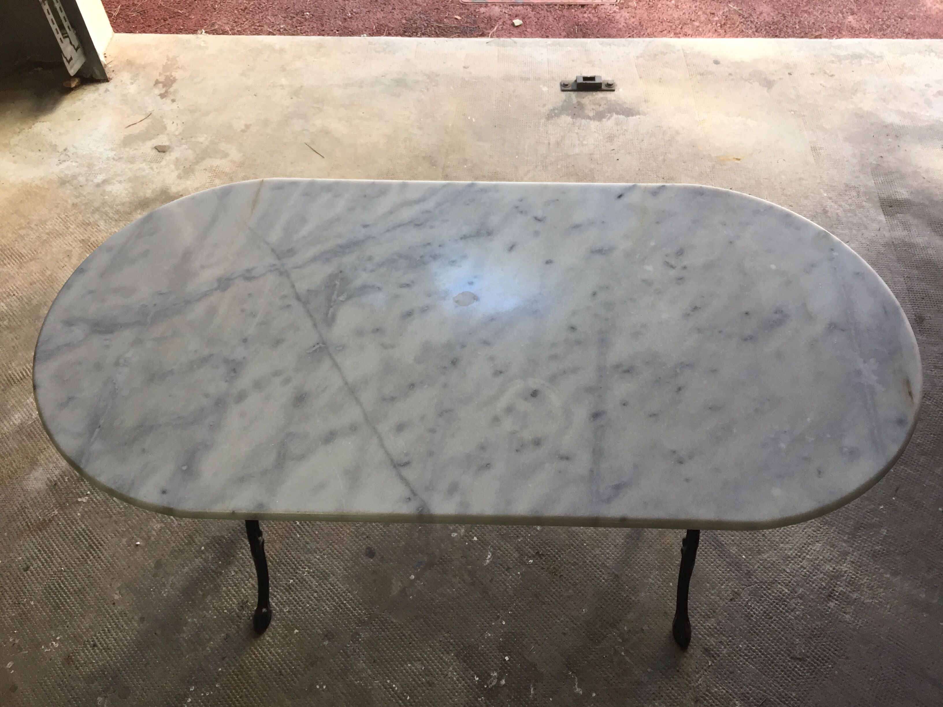 Bistro table bar marble top white feet cast iron black design art