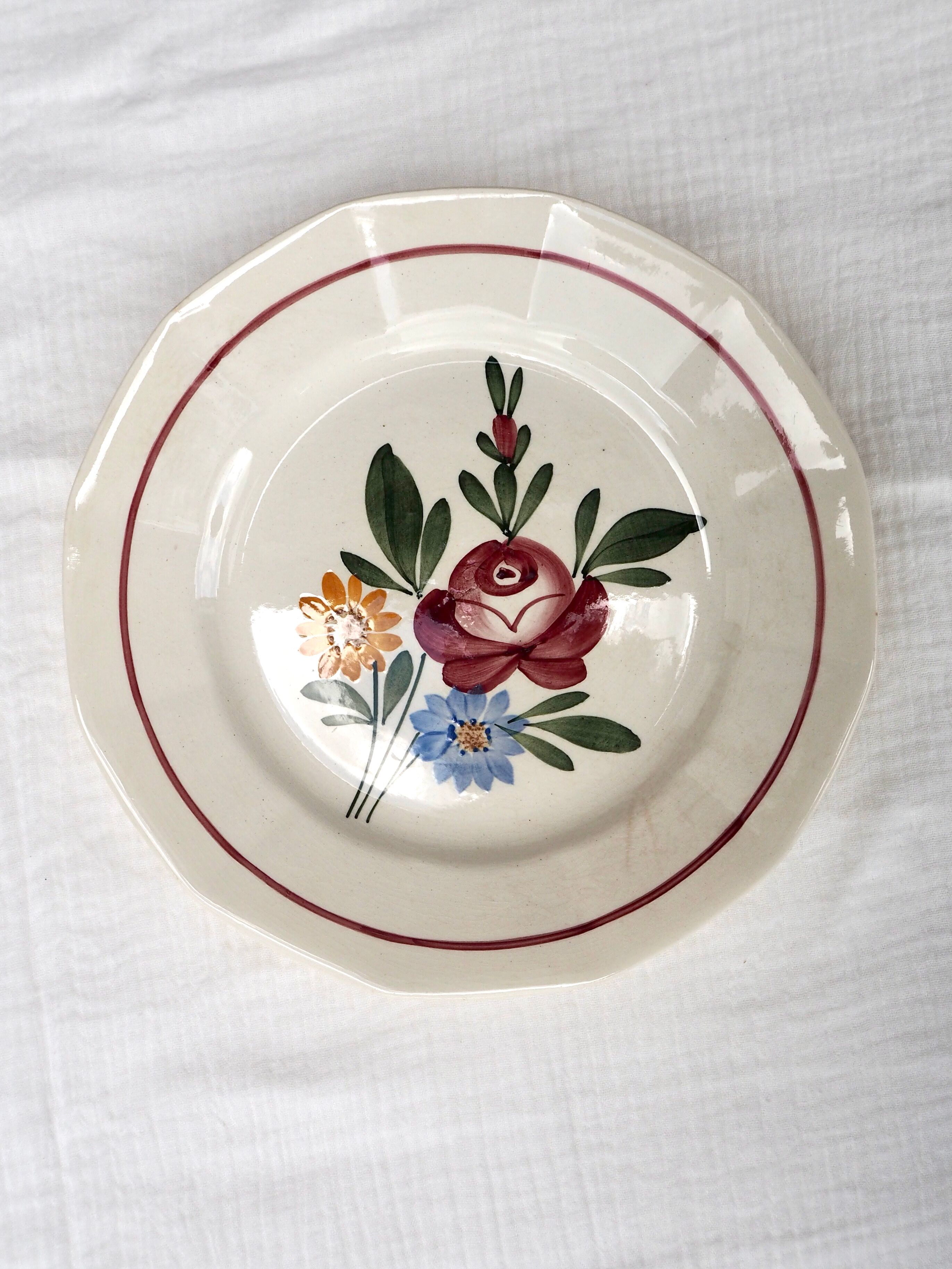 Set de 10 assiettes plates Sarreguemines, modèle Chatenois