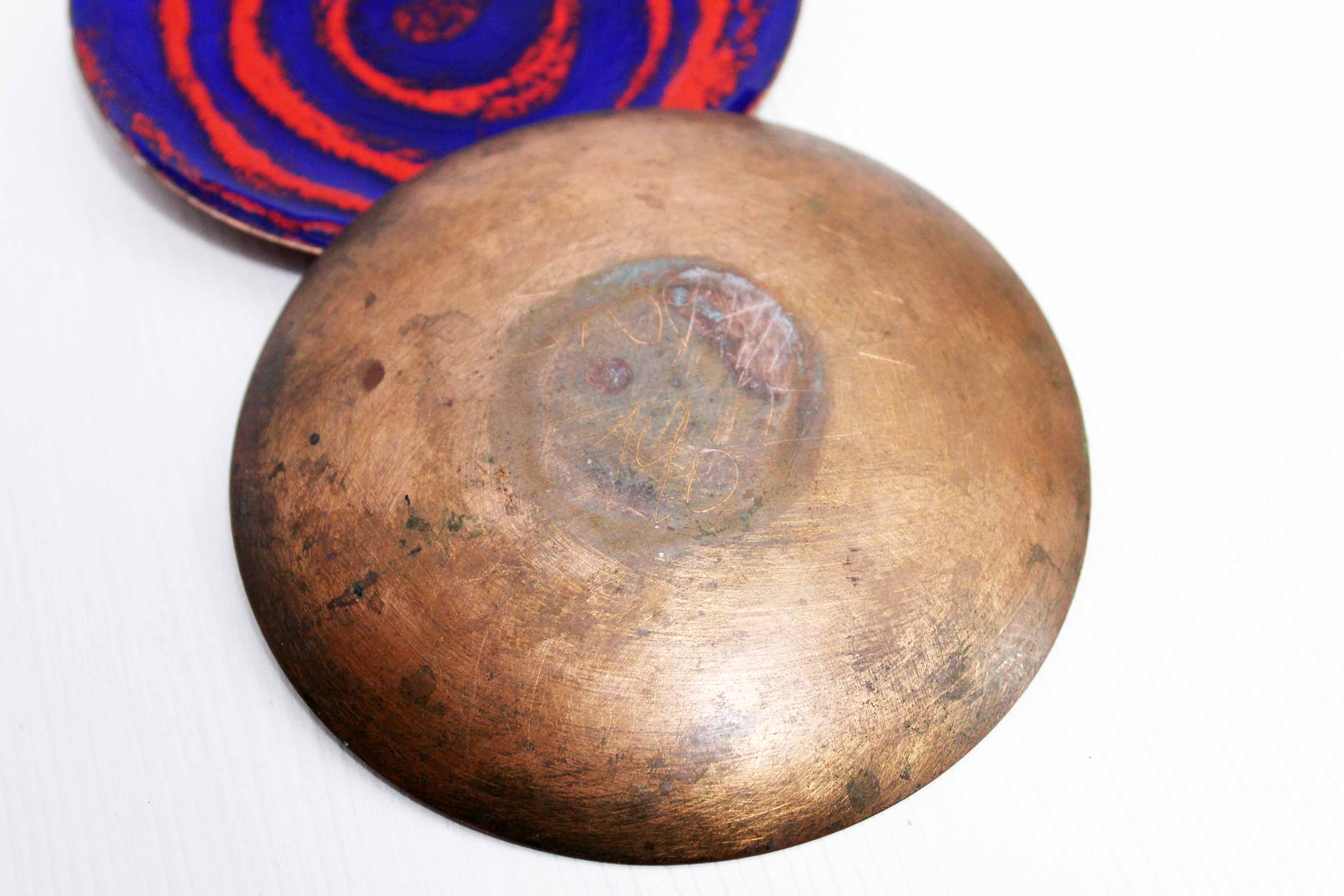 Duo de vide poches en cuivre émaillé 1966