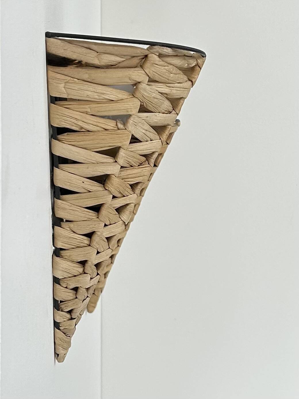 Pair of vintage raffia wall lights, France, 1980.