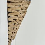 Pair of vintage raffia wall lights, France, 1980.