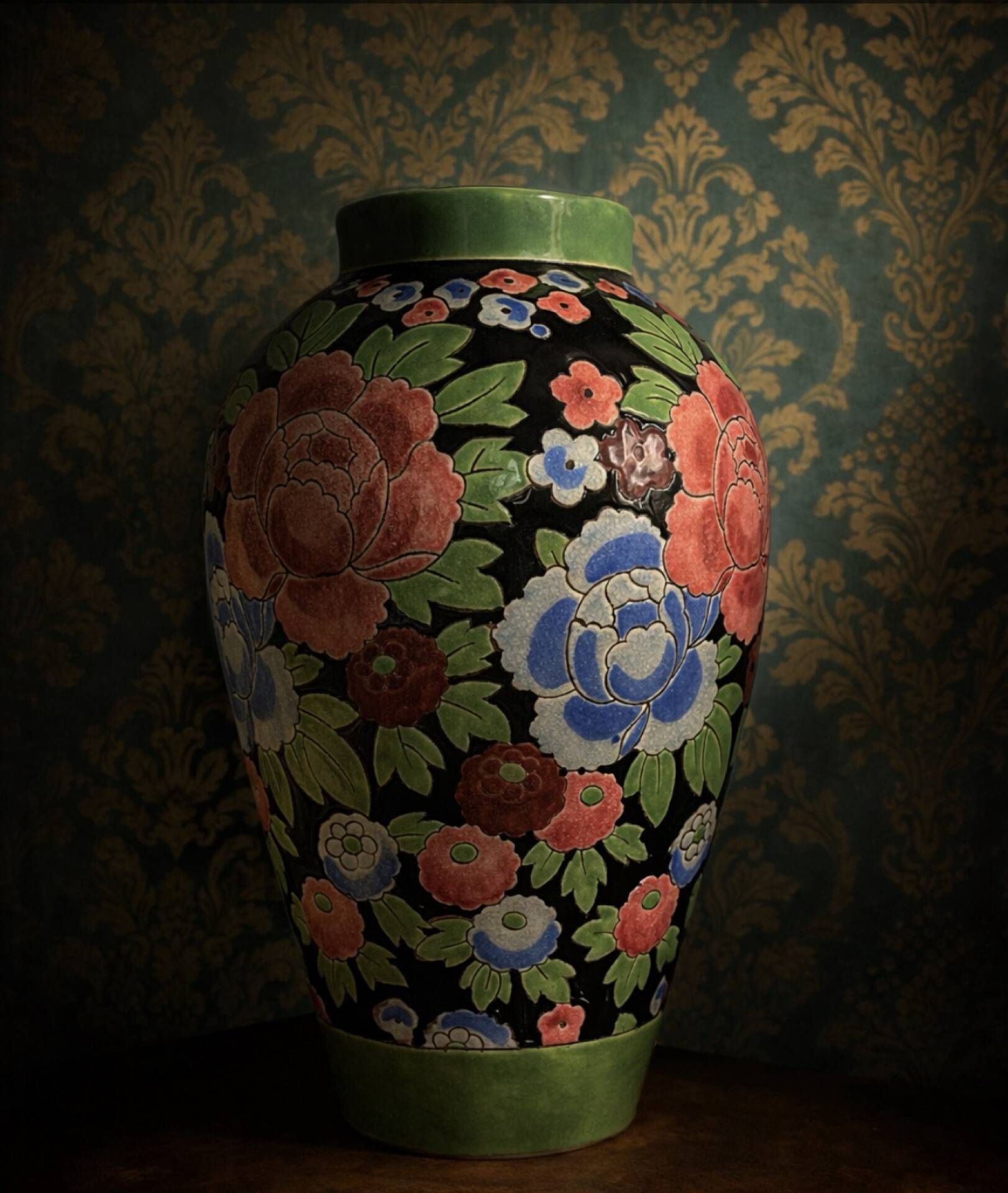 Large Keramis vase – Art Deco period with Peony motif – A splendour