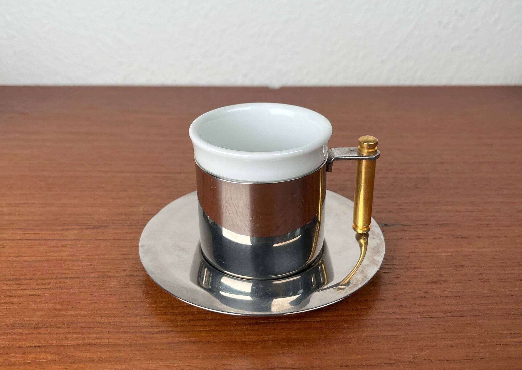 Espresso cups and saucers from the Italian postmodern Lavazza Oro series by Balzano, 1980s, set of 7.