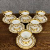 Series of 6 large Empire period chocolate cups in Paris porcelain circa 1800