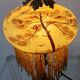 Antique signed reverse painted bronze table lamp, 1910-20