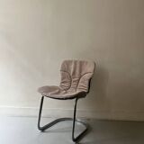 Cidue chair in chrome and short velvet, Willy Rizzo design 1970