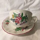 Duo of breakfast cups with saucer Faïence Lunéville