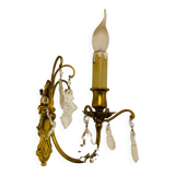 Applique en laiton + pampilles en verres époque milieu XXe