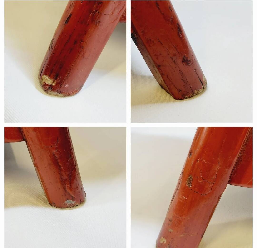 Old chinese barber hairdresser stool 19th xixth century in lacquered wood