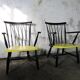 Set of 2 spindle back armchairs , 1950s