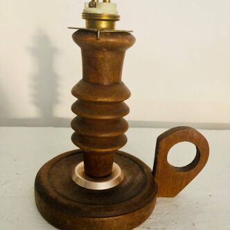 Art deco turned wooden bedside lamp base