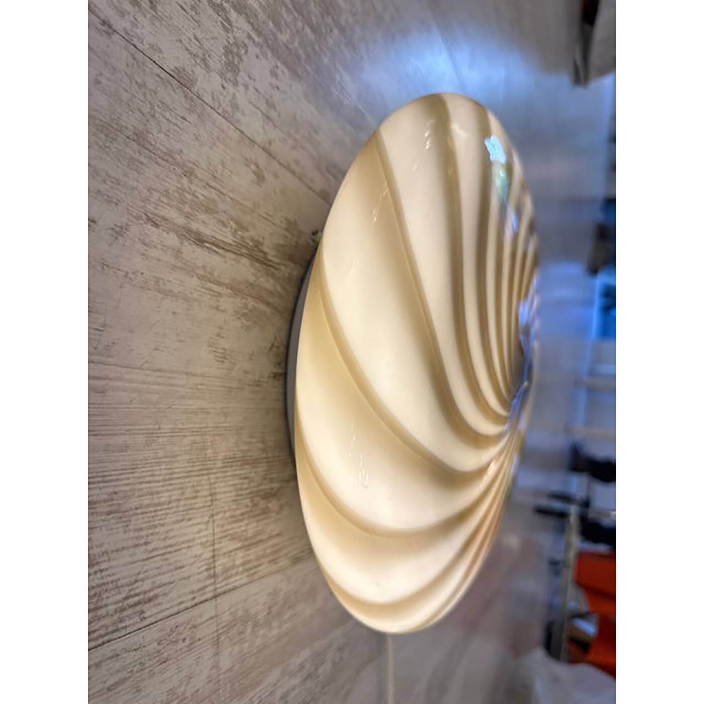 Contemporary Italian Milky-White and Brown Swirls Murano Glass Flush Mount