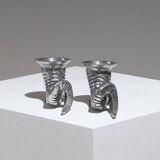 Pair of Horn Silver-Plated Candlesticks, 1960s