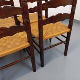 Set of 6 vintage Arts & Crafts chairs in Antonio Calligaris style in rope oak wood from the 50s