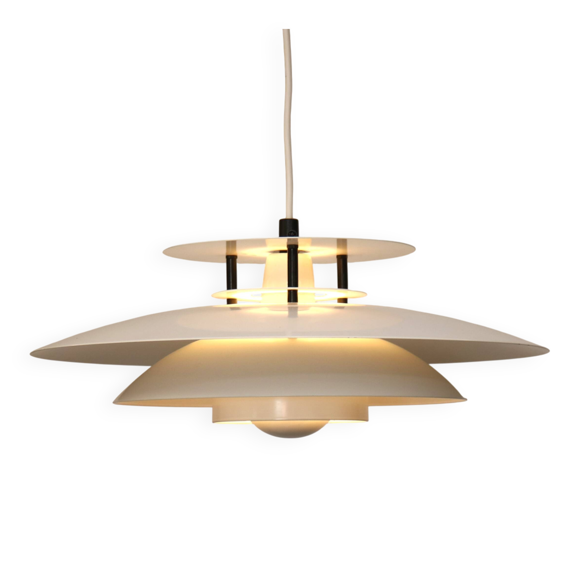 Vintage Laterna Danica Pendant Lamp: White & Black Danish Design