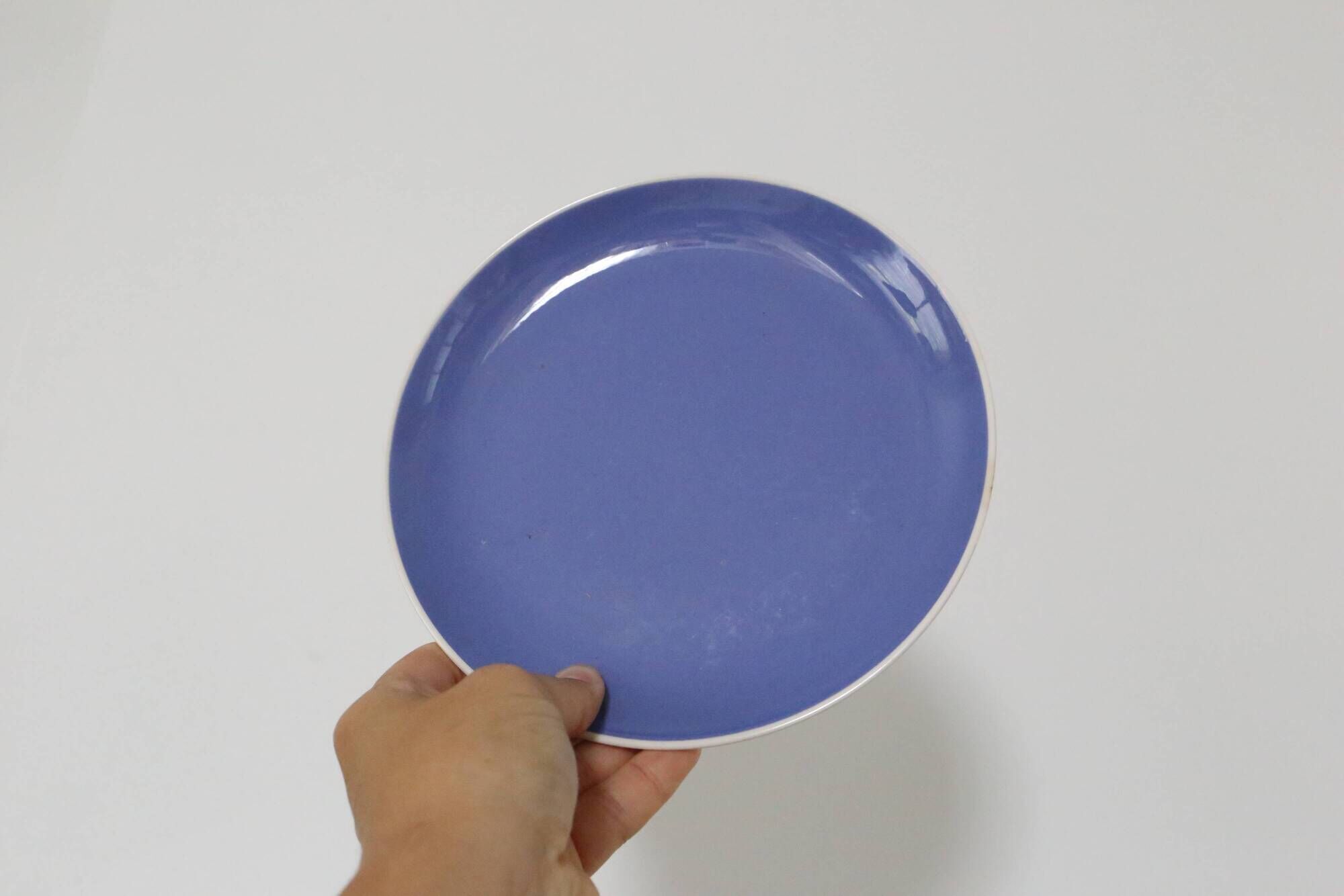Duo of blue dessert plates, SAAR, Villeroy and Boch model, vintage