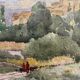 Watercolor painting André CASABONNE (1922-1950) Orientalist Kabylie Algeria