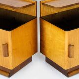 Restored Art Deco Nightstands with Black Glass Tops, 1950s, Set of 2