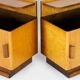 Tables de chevet Art Déco restaurées avec plateaux en verre noir, années 1950, lot de 2