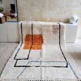 Béni Ouarain rug, geometric terracotta, pink and blue pattern