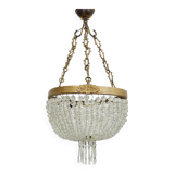 Old chandelier basket Napoleon III glass tassels, bronze structure. Chandelier tassels