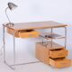 Bauhaus Writing Desk in Oak, Chrome-Plated Steel, Germany, 1930s