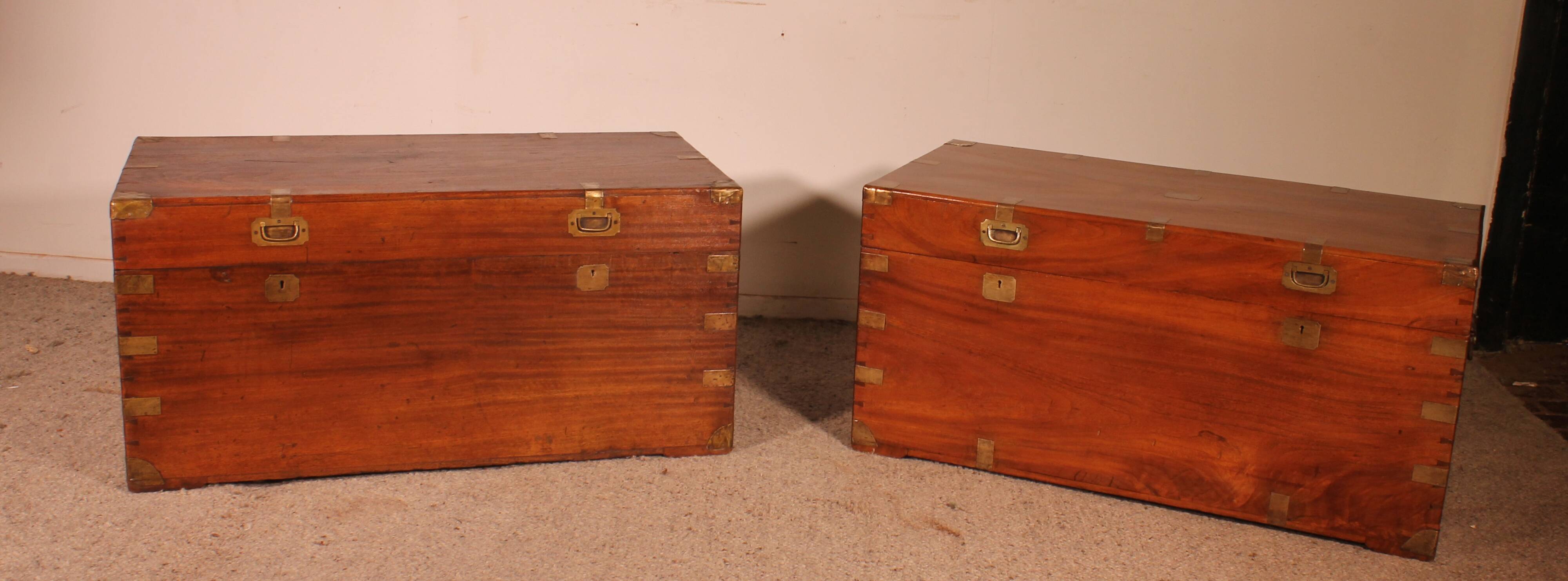 almost a pair of 19th-century marine chests with double locks