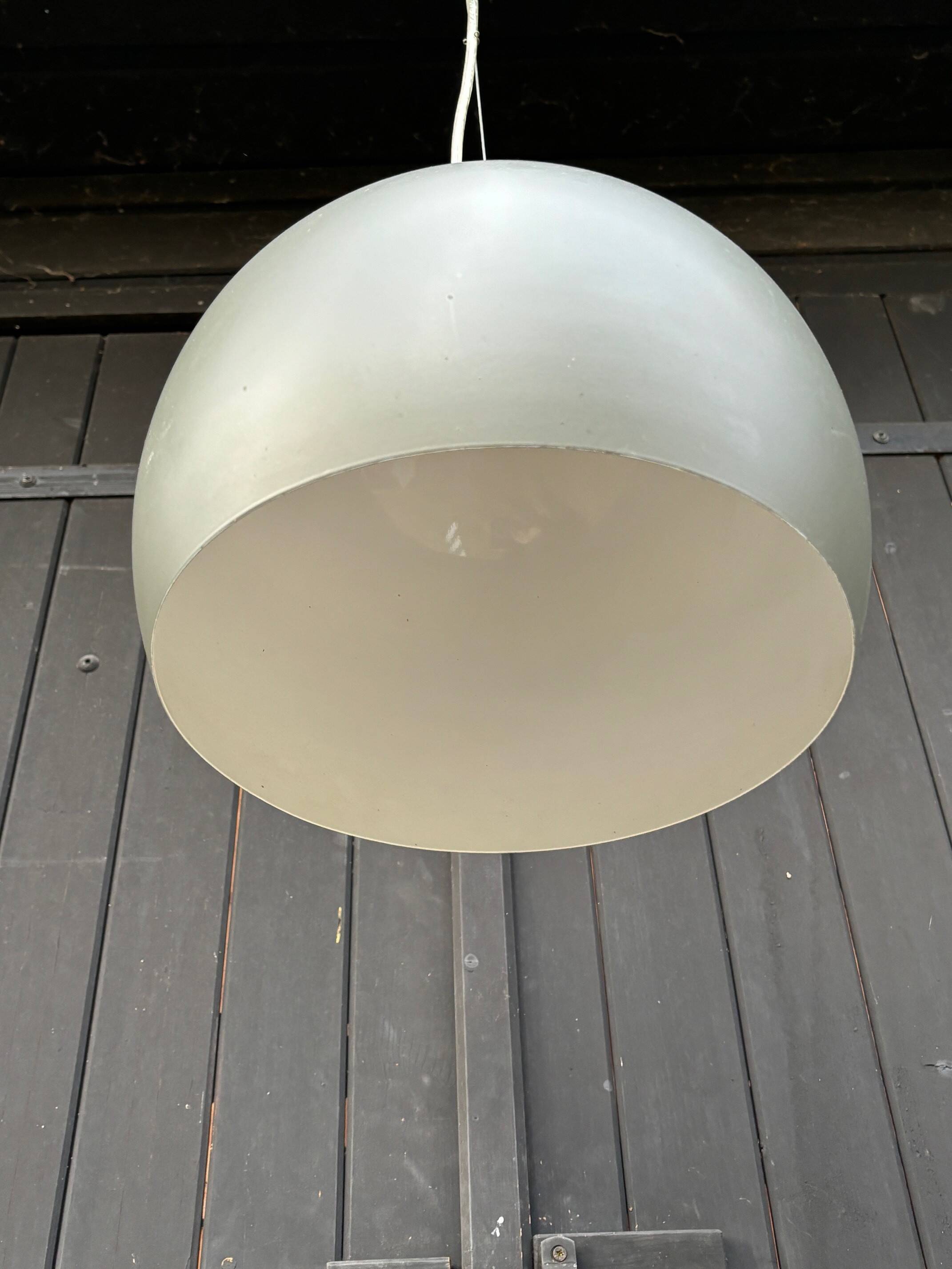 2 round metal pendant lights, Sweden 1980s