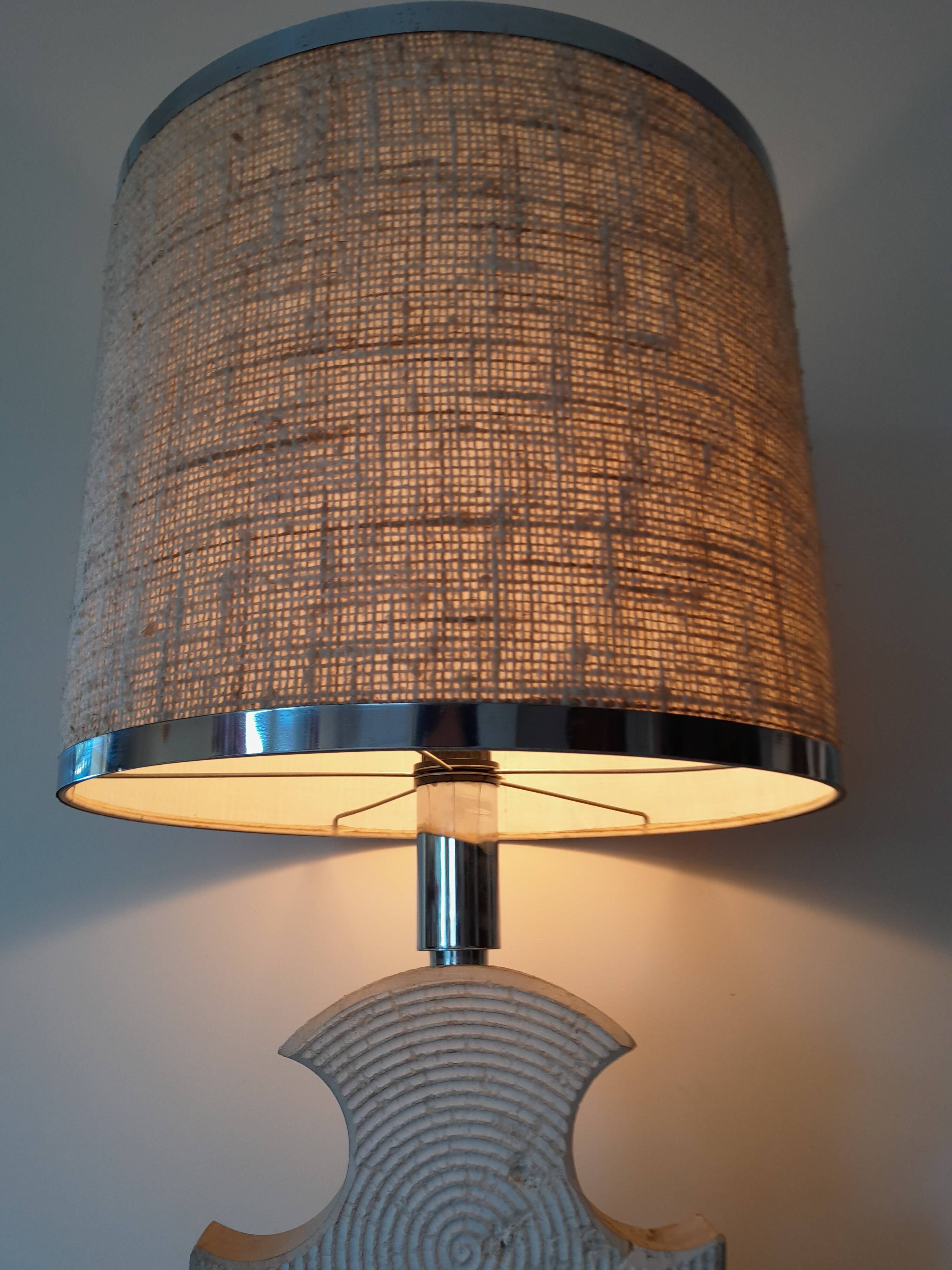 Brutalist lamp in Gard stone and chrome, 1970s