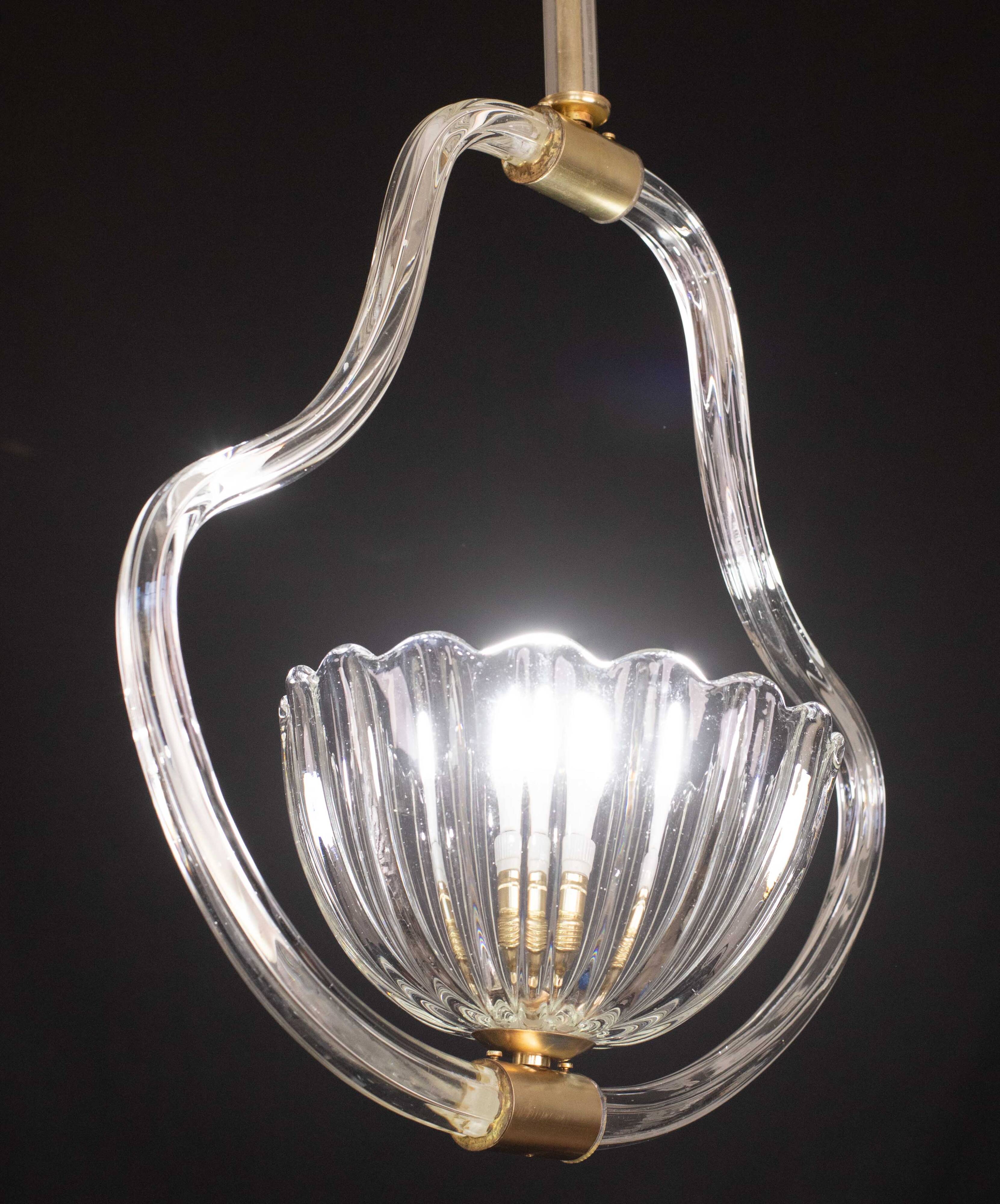 Elegant Art Decò Barovier and Toso Chandelier, 1940s