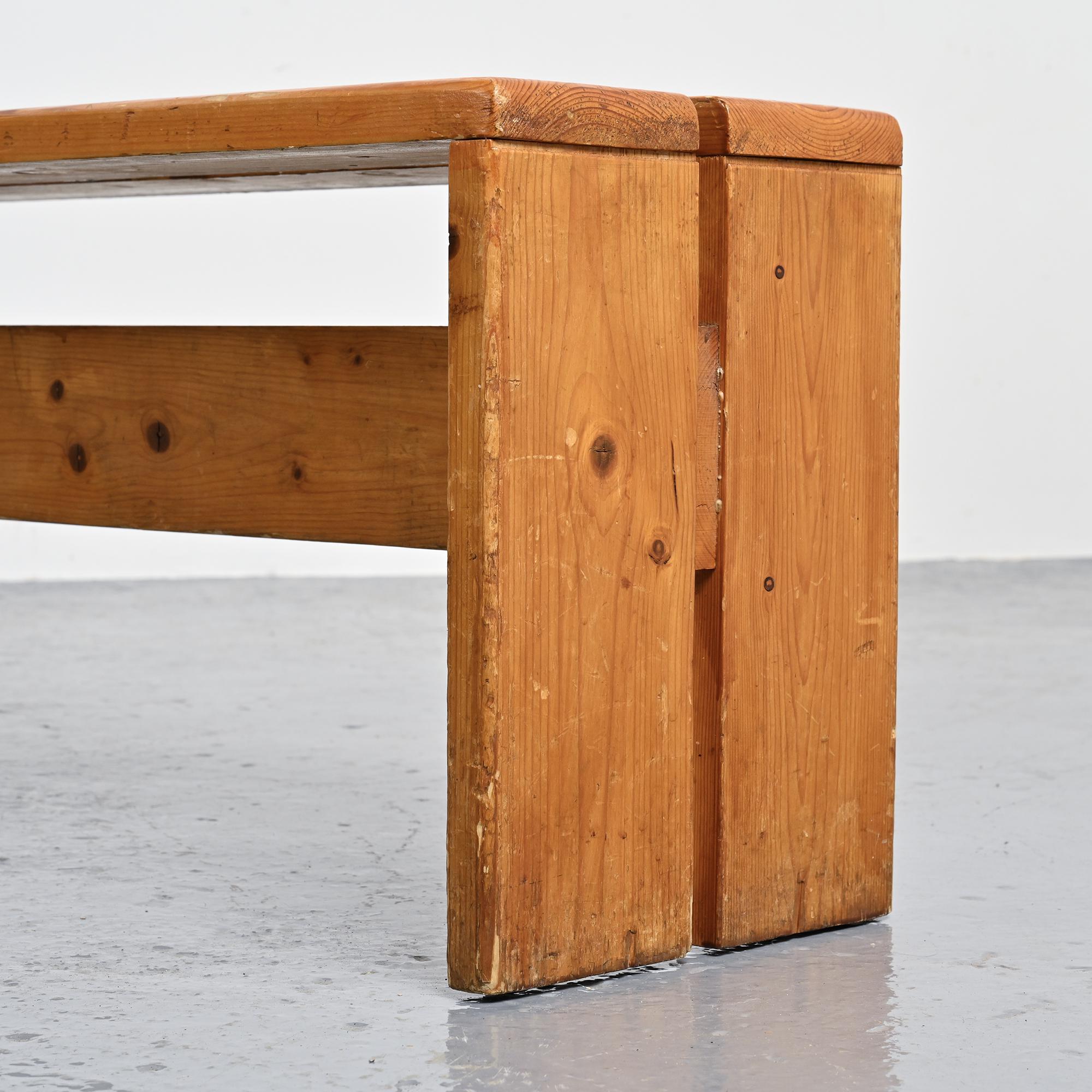 Solid pine bench, Les Arcs, circa 1973