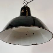 Industrial Black Enamel Factory Pendant Lamp, 1950s