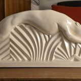 Glazed earthenware sculpture "Greyhound in Motion" by Abel René-Philippe