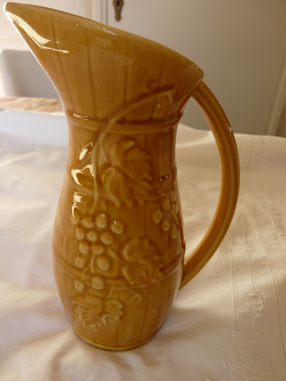 Pitcher ceramic decanter slurry sarreguemines 1/2l
