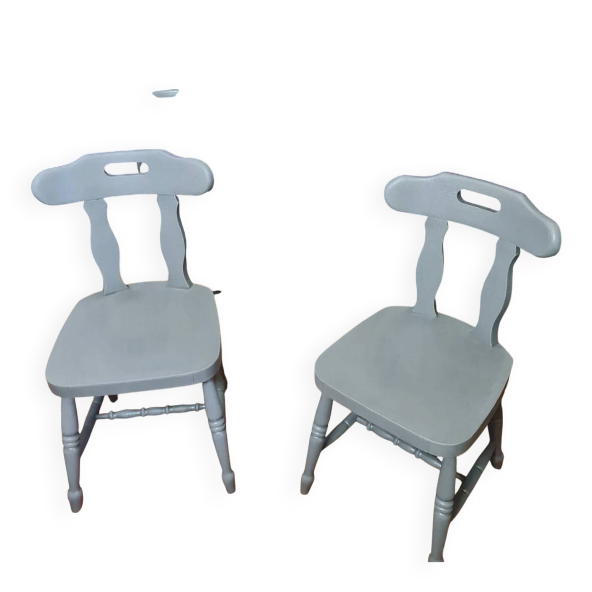 Série de 4 chaises bistrot anciennes en chêne GRISE
